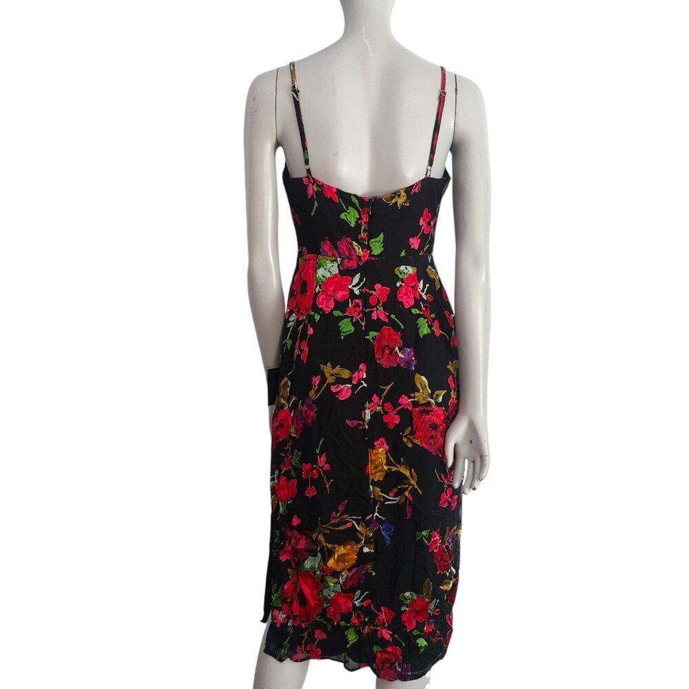 Lulus Black Floral Burnout Sleeveless Midi Cocktail Dress Medium Date Night NEW - Picture 7 of 12